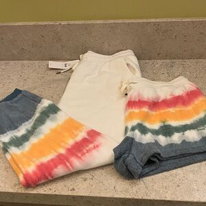 FEAT BlanketBlend “Sunset Lovers” Tie-Dye Joggers & Shorts Set Women’s XL NWT